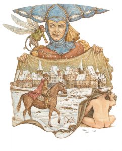 Frau Holle, Illustration for "The Best of Grimm's Saga", Watercolor and ink on paper, 2013